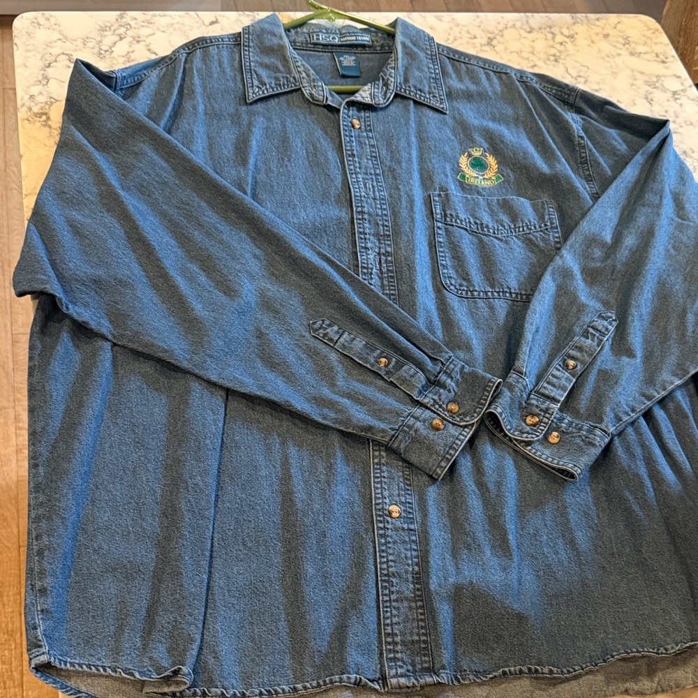 Blue Denim Men's Shirt with Ireland Logo